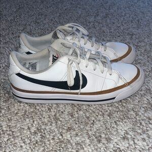 White and Black Sneakers with Brown Accents